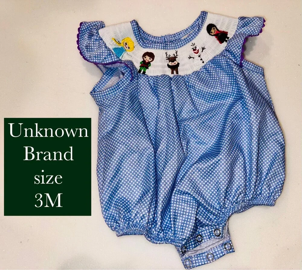 Frozen Themed Smocked Bubble for Infant Girl Size 3M